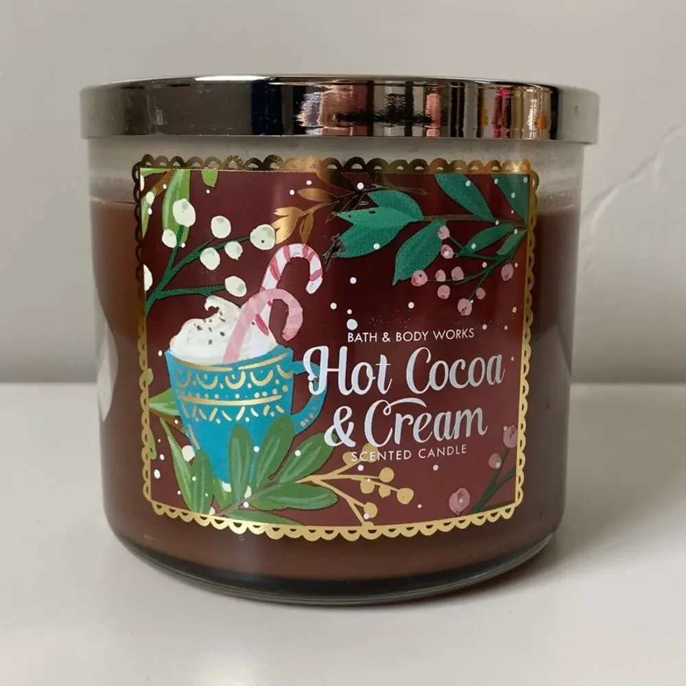 Bath and Body Works Hot Cocoa & Cream Large Scented 3 Wick Candle- 14.5oz - Picture 1 of 4